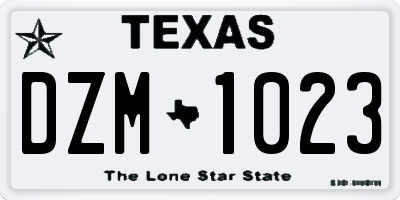 TX license plate DZM1023