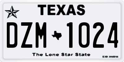 TX license plate DZM1024