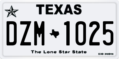 TX license plate DZM1025