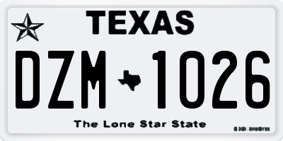 TX license plate DZM1026