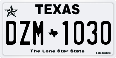 TX license plate DZM1030