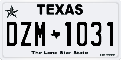 TX license plate DZM1031