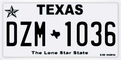 TX license plate DZM1036