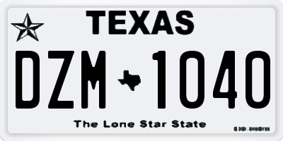 TX license plate DZM1040
