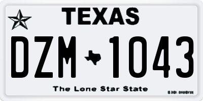 TX license plate DZM1043