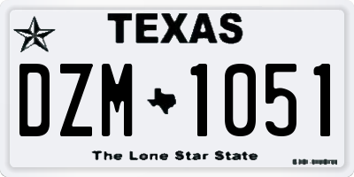 TX license plate DZM1051