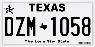 TX license plate DZM1058