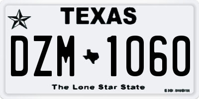 TX license plate DZM1060