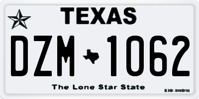 TX license plate DZM1062