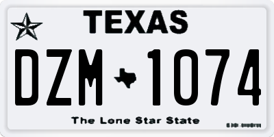 TX license plate DZM1074