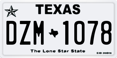 TX license plate DZM1078