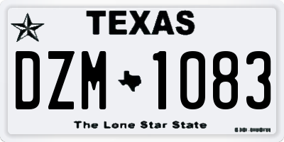 TX license plate DZM1083