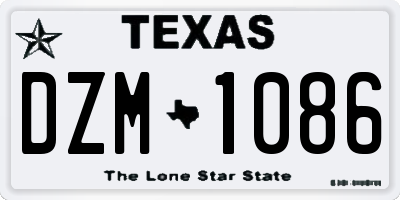 TX license plate DZM1086