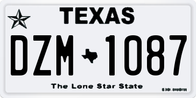 TX license plate DZM1087