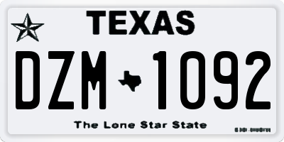 TX license plate DZM1092