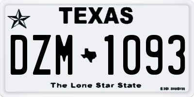 TX license plate DZM1093