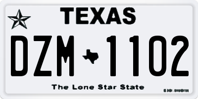 TX license plate DZM1102