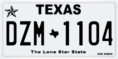 TX license plate DZM1104