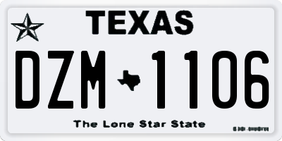 TX license plate DZM1106