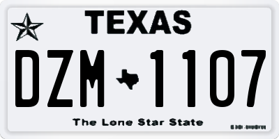 TX license plate DZM1107