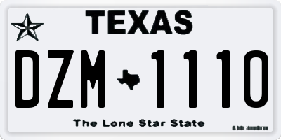 TX license plate DZM1110