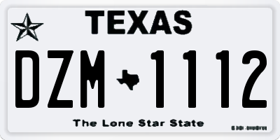 TX license plate DZM1112