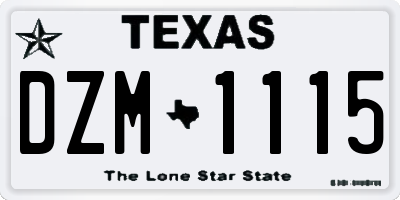 TX license plate DZM1115