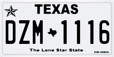TX license plate DZM1116