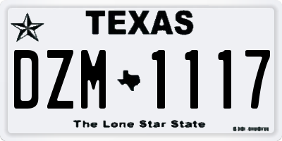TX license plate DZM1117