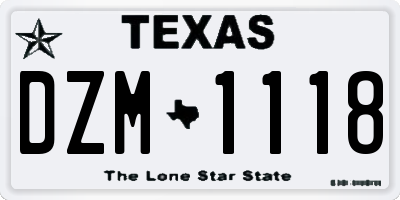 TX license plate DZM1118