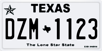 TX license plate DZM1123