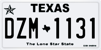 TX license plate DZM1131