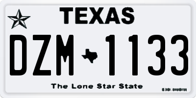 TX license plate DZM1133