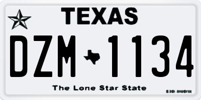 TX license plate DZM1134