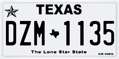 TX license plate DZM1135