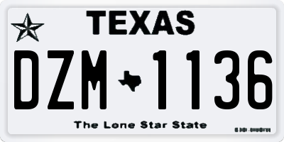 TX license plate DZM1136