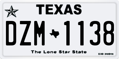 TX license plate DZM1138