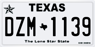 TX license plate DZM1139