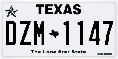 TX license plate DZM1147