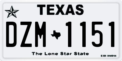 TX license plate DZM1151