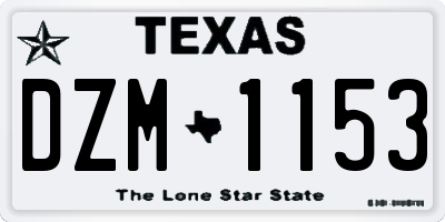 TX license plate DZM1153
