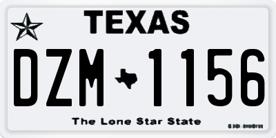 TX license plate DZM1156