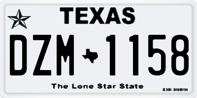 TX license plate DZM1158