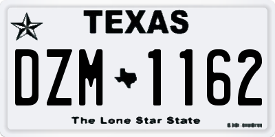 TX license plate DZM1162