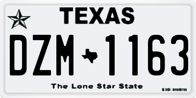 TX license plate DZM1163