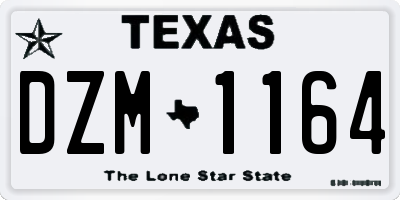 TX license plate DZM1164