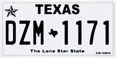 TX license plate DZM1171