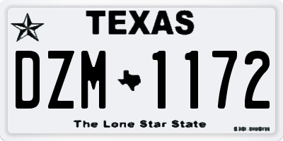 TX license plate DZM1172