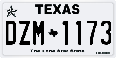 TX license plate DZM1173