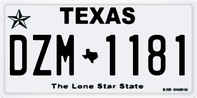TX license plate DZM1181